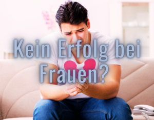 Kein Erfolg bei Frauen. Mann mit zerbrochenem Herz in der Hand.